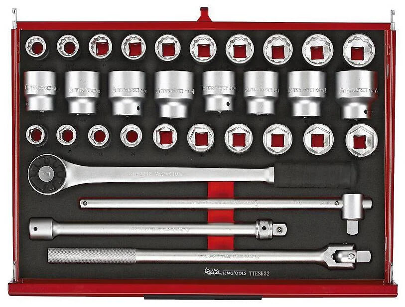 26" PRO35™ stablet verktøysett FOAM 528 deler rød TKS26R528F