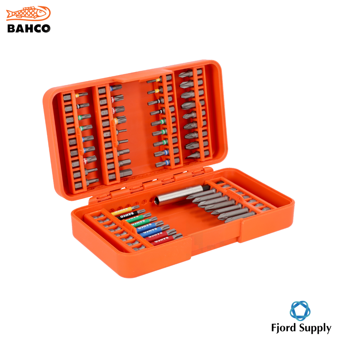 1/4" bitsett for spor/Phillips/Pozidriv/sekskant/TORX®/TORX® med senterhull og Robertson-skruer - 54 deler