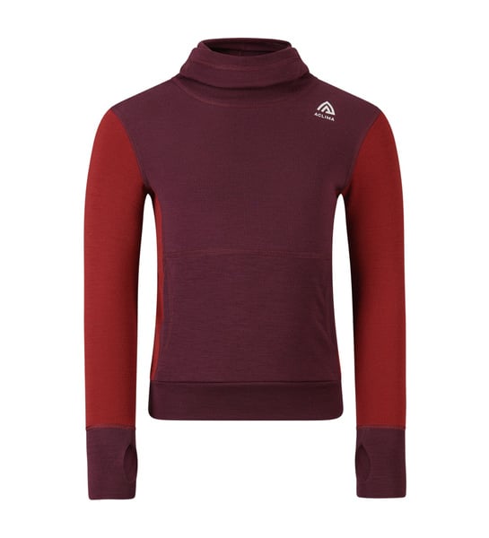 WarmWool hoodsweater Ch Fig/Red Dahlia