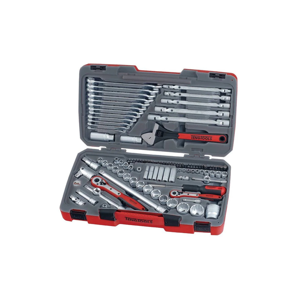Pipenøkkelsett. Med 1/4", 3/8" og 1/2" firkantfeste. TengTOOLS TM106