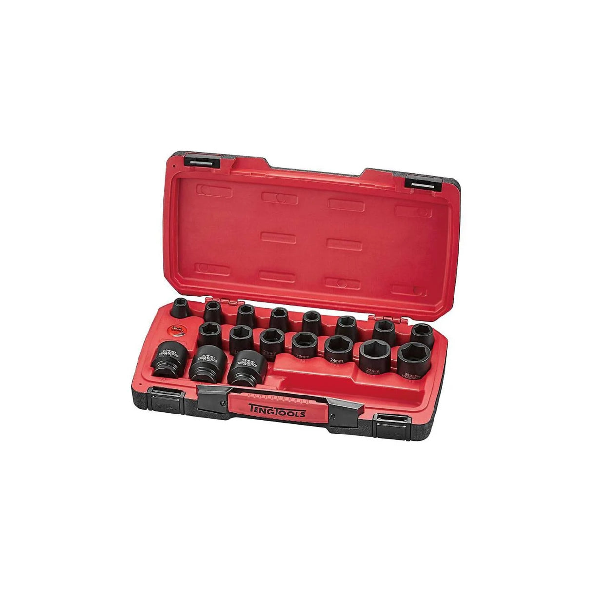 22-delers kraftpipesett med 1/2" firkantfeste. Piper i MM. TengTOOLS T9222