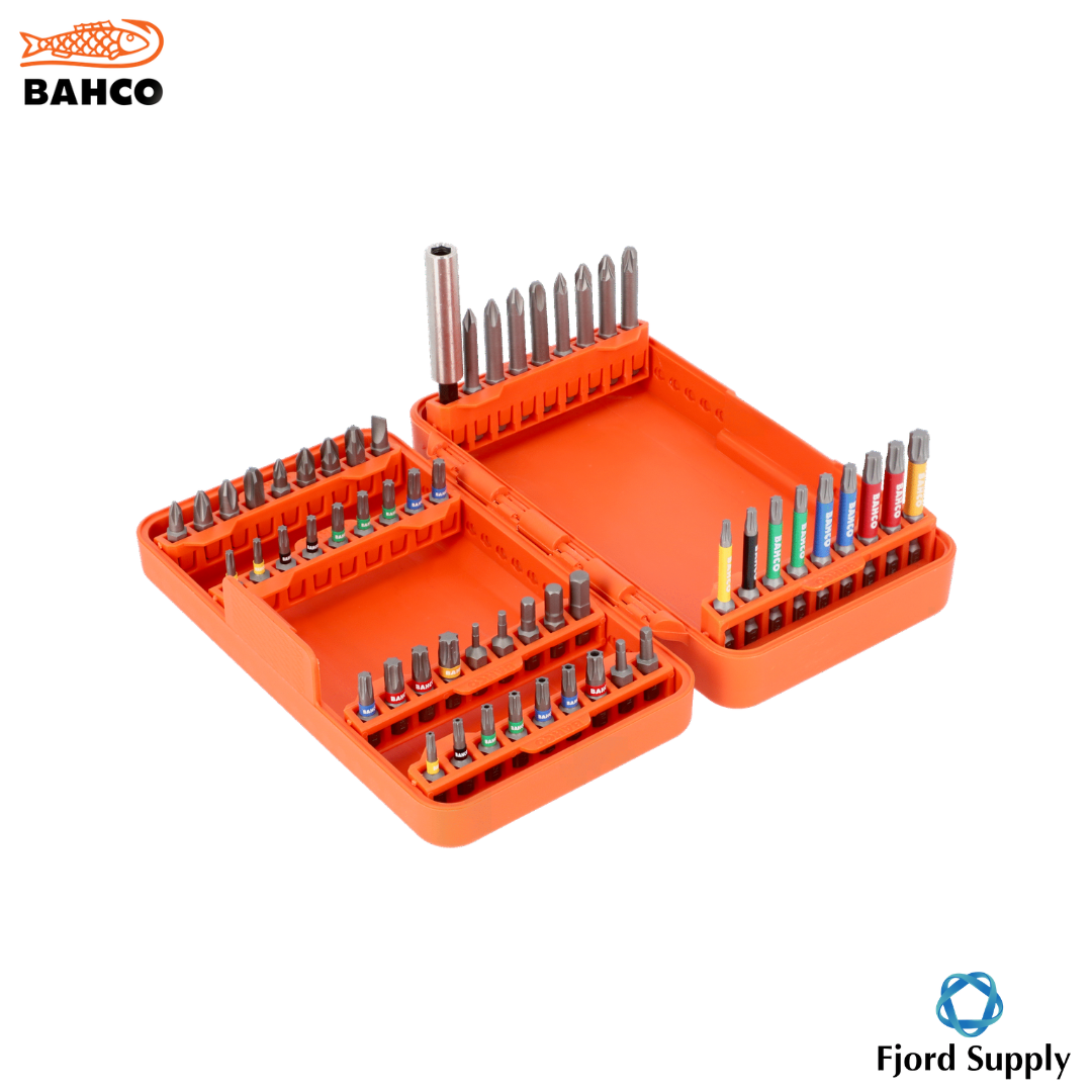 1/4" bitsett for spor/Phillips/Pozidriv/sekskant/TORX®/TORX® med senterhull og Robertson-skruer - 54 deler