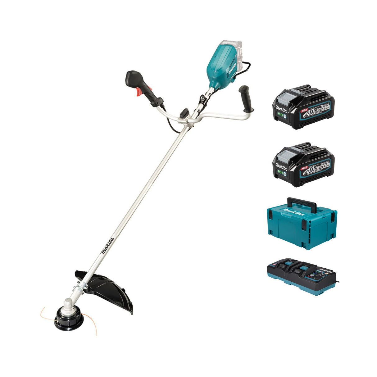 Gresstrimmer/krattrydder Makita XGT ® inkl. 2x4 Ah batteri og dobbel hurtiglader (UR012GZ02+191U00-8)