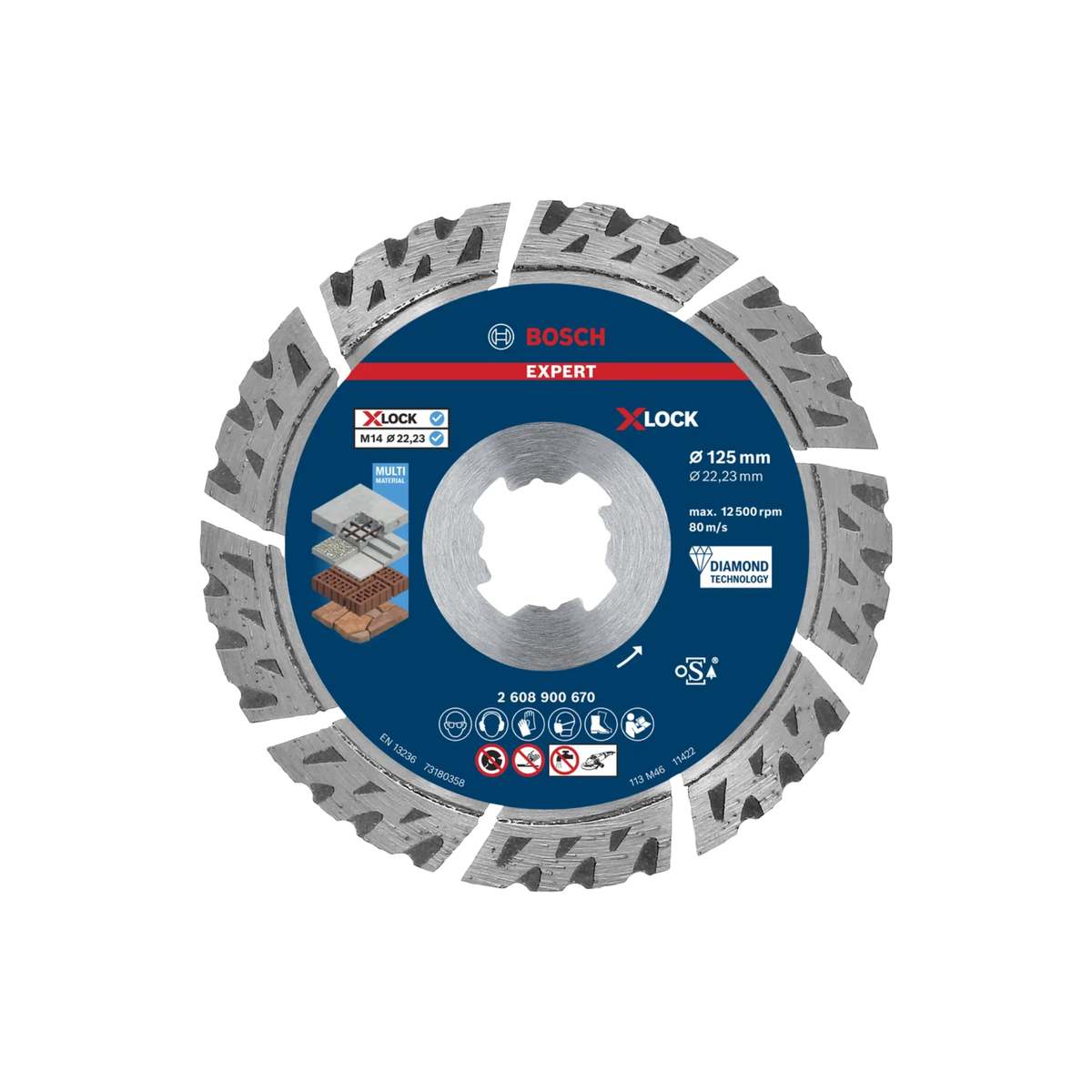 EXPERT MultiMaterial X-LOCK Diamant-kappeskive 125 x 22,23 x 2,4 x 12 mm