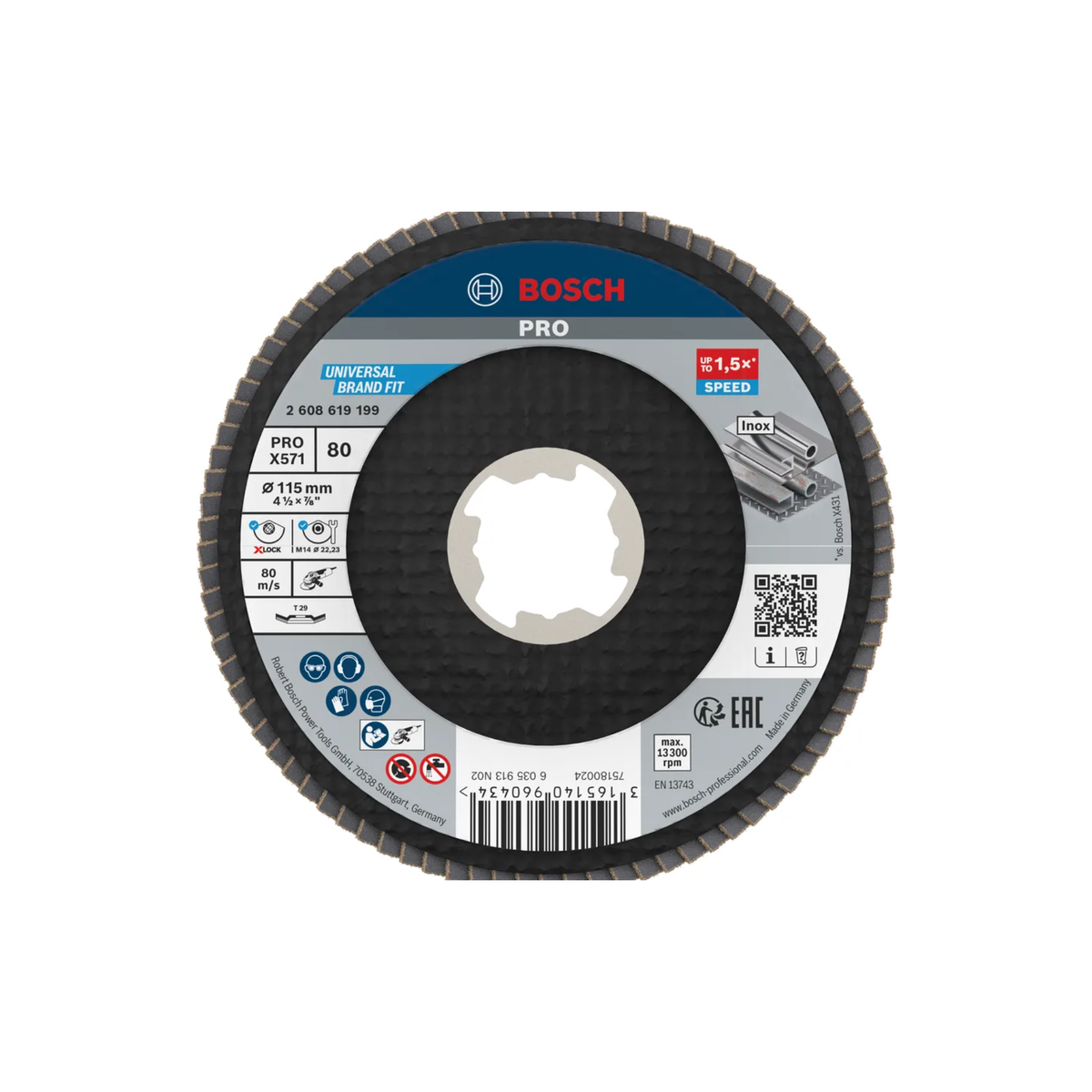 PRO X571 lamellslipeskive, 125 mm, G120, X-Lock