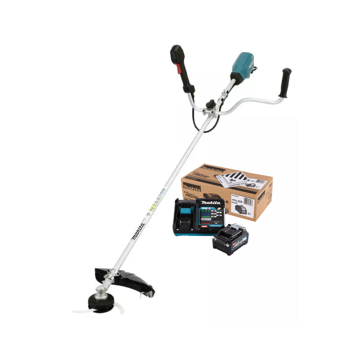 Gresstrimmer/krattrydder Makita UR016GZ inkl. 1x4 Ah batteri og hurtiglader (UR016G+191J65-4)